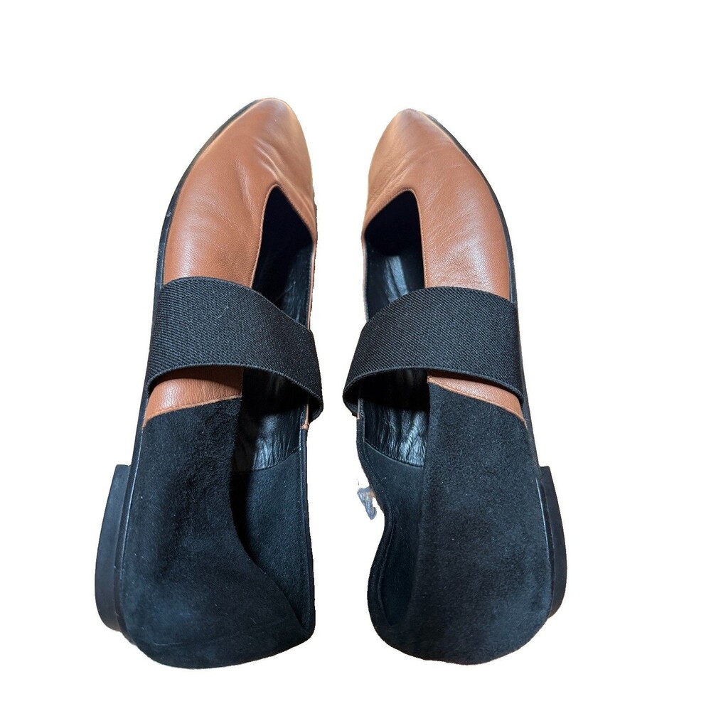 M.Gemi Italian Leather Ballare Ballet Flats Women Sz 40.5 US 9.5 Black Brown - Picture 8 of 10